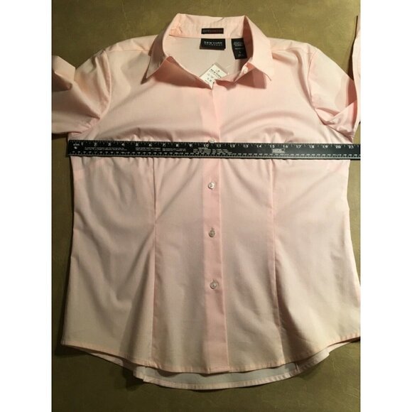 NEW YORK & COMPANY “City Stretch” Fitted STRETCH Blouse, PINK, NWT, Size L - Picture 4 of 8